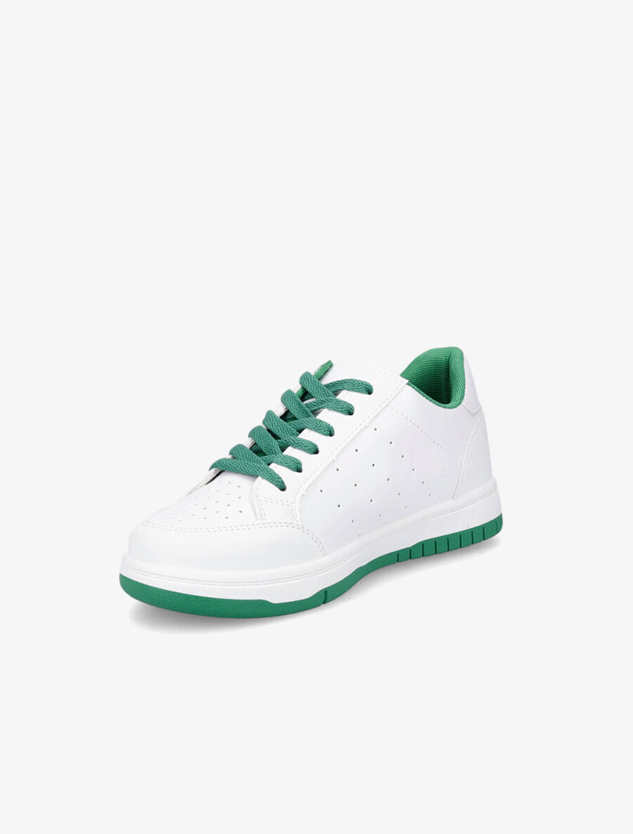 Baskets bicolore en simili - Vert - 3