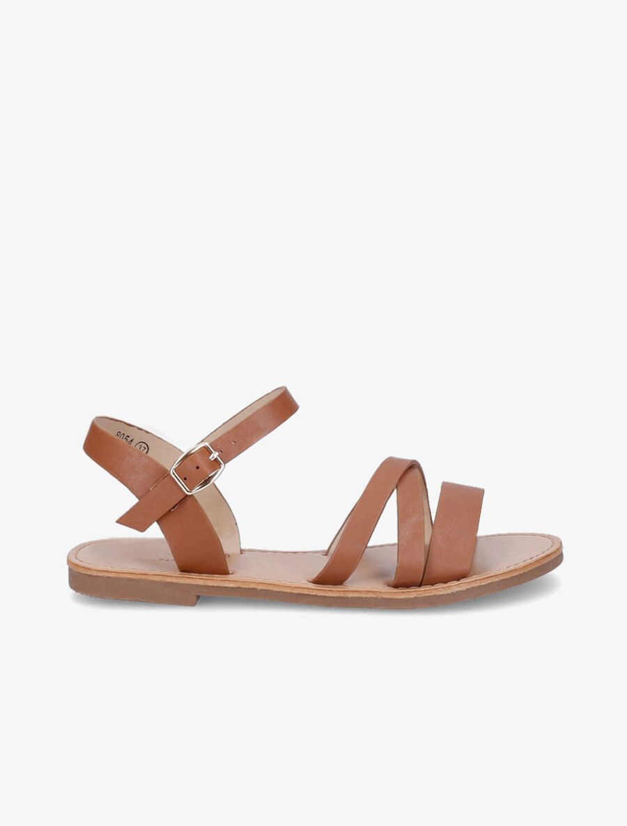 Nu-pieds entrelacés en simili - Camel - 6