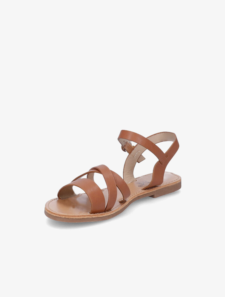 Nu-pieds entrelacés en simili - Camel - 4