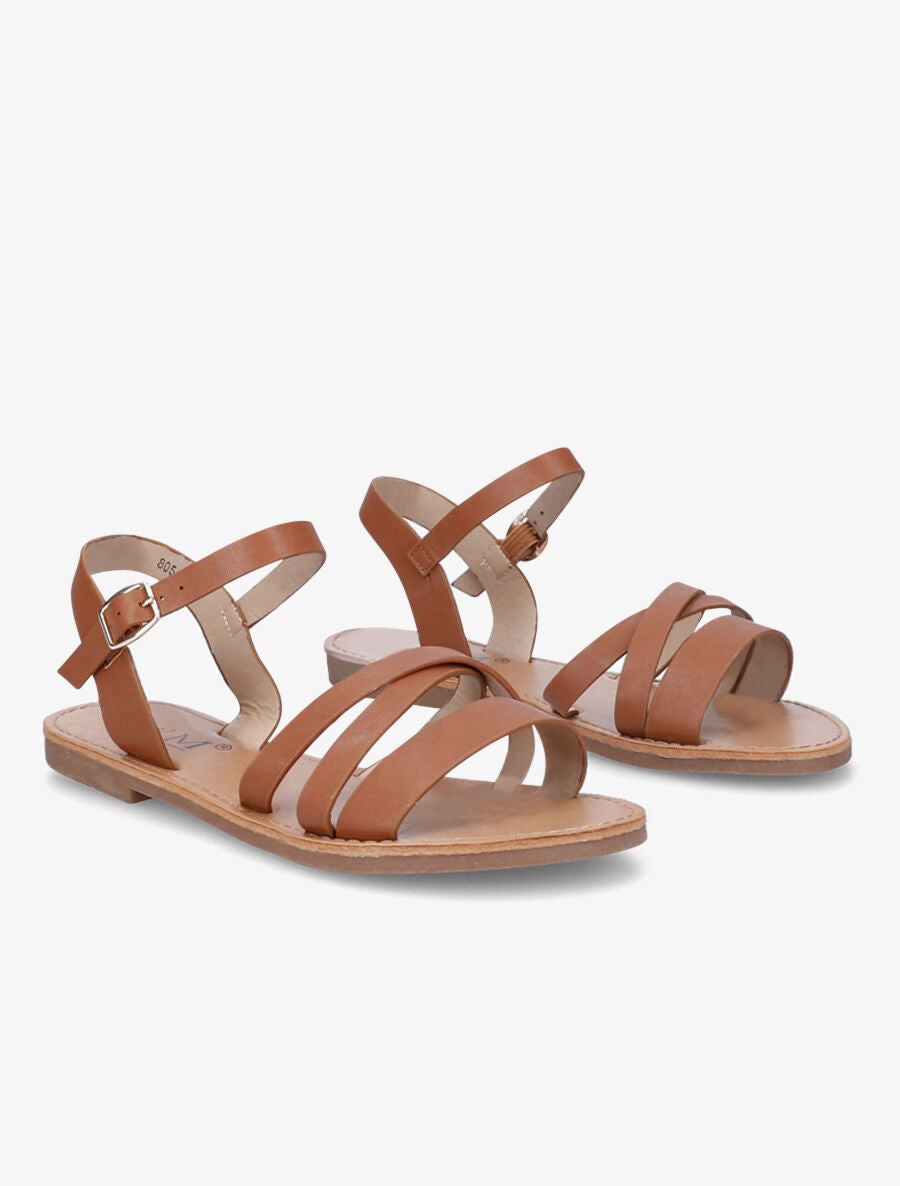 Nu-pieds entrelacés en simili - Camel - 5
