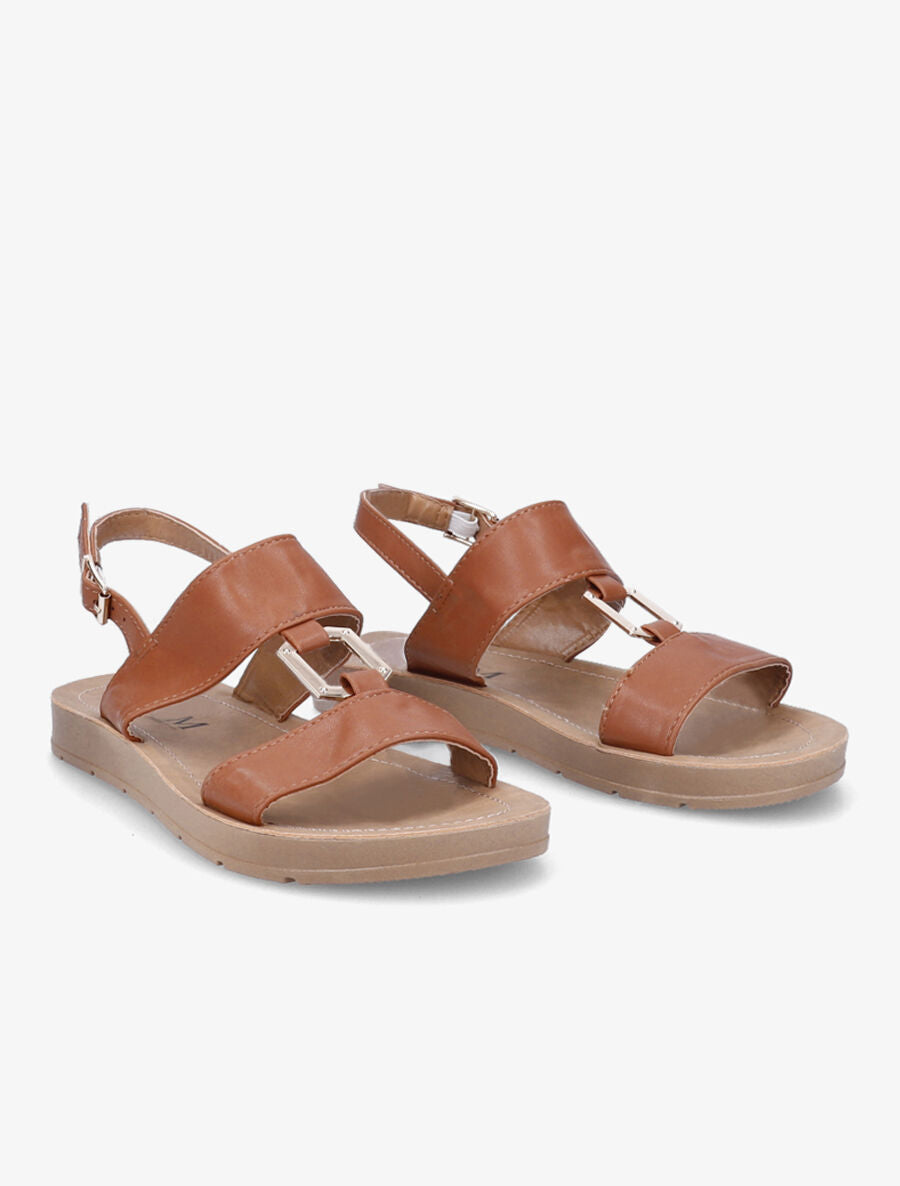 Nu-pieds à boucle métallique - Camel - 5