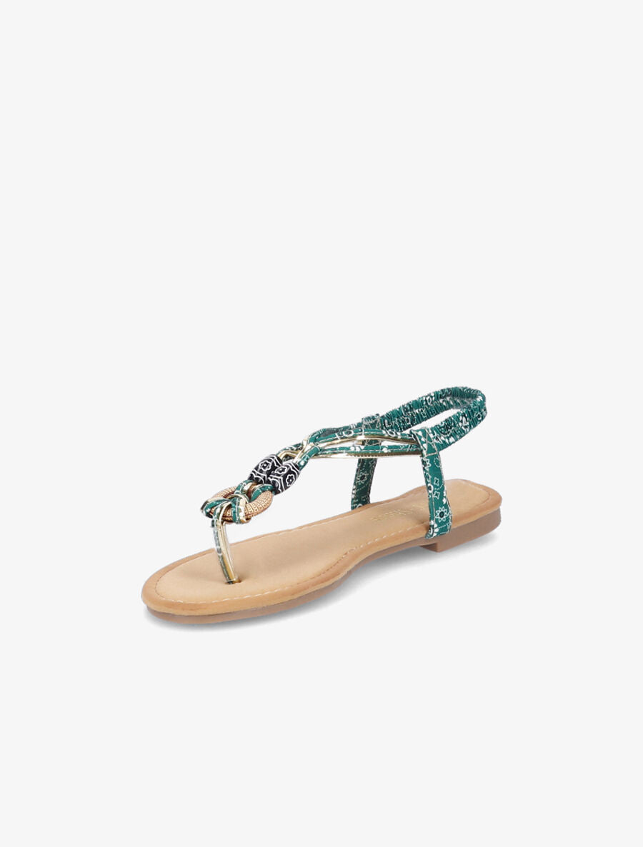 Nu-pieds imprimées à empiècements bois - Vert - 4