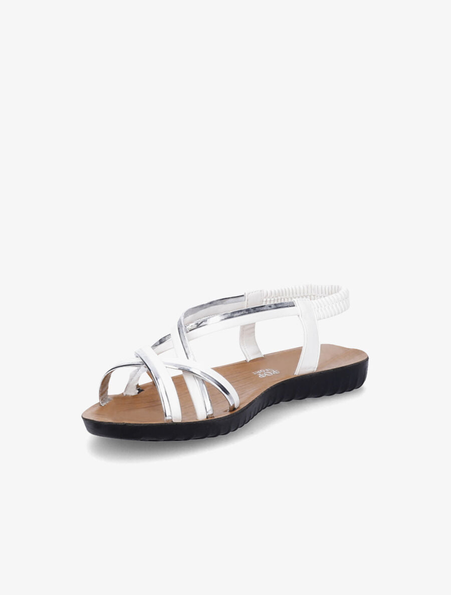 Nu-pieds à brides métalisées - Blanc - 4