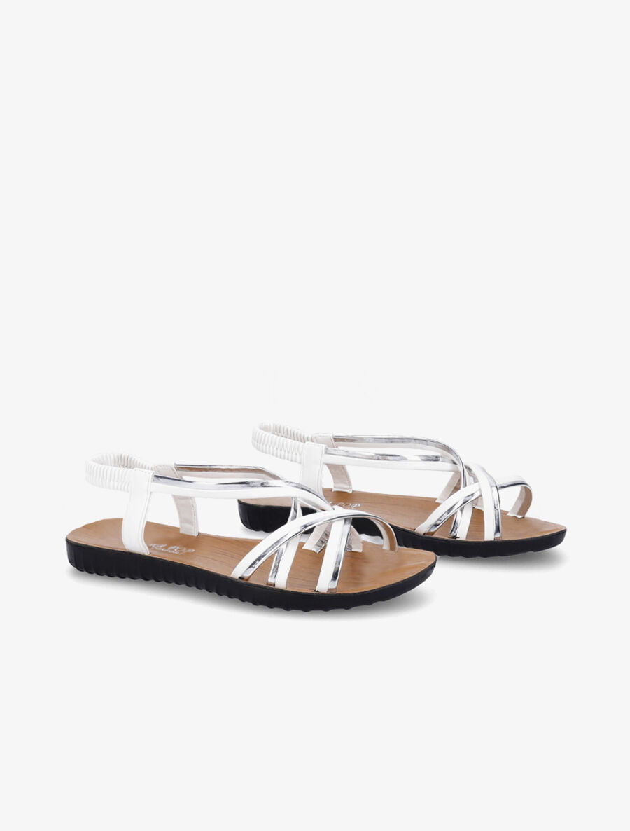 Nu-pieds à brides métalisées - Blanc - 5