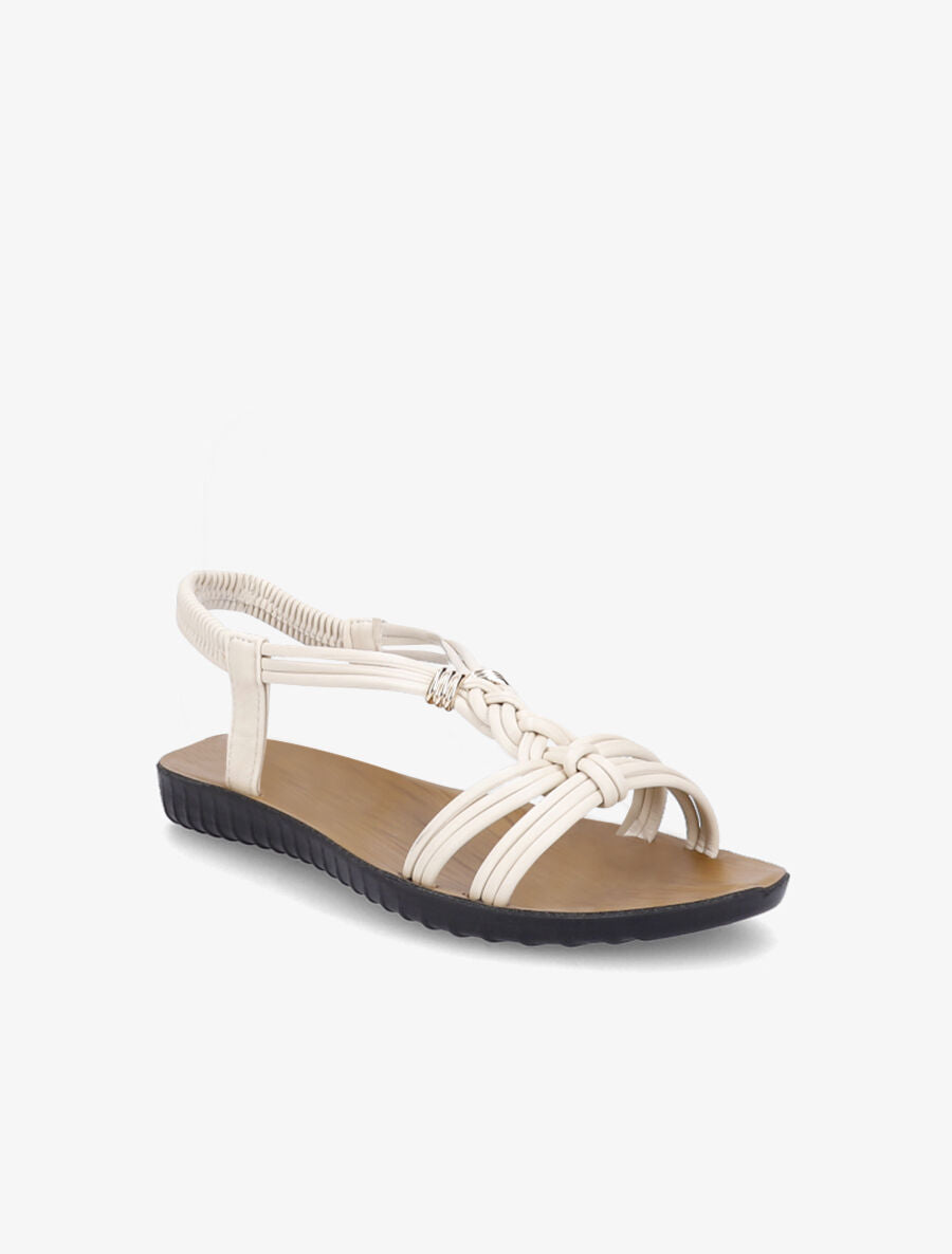 Nu-pieds à empiècement bijoux dorés - Beige - 3