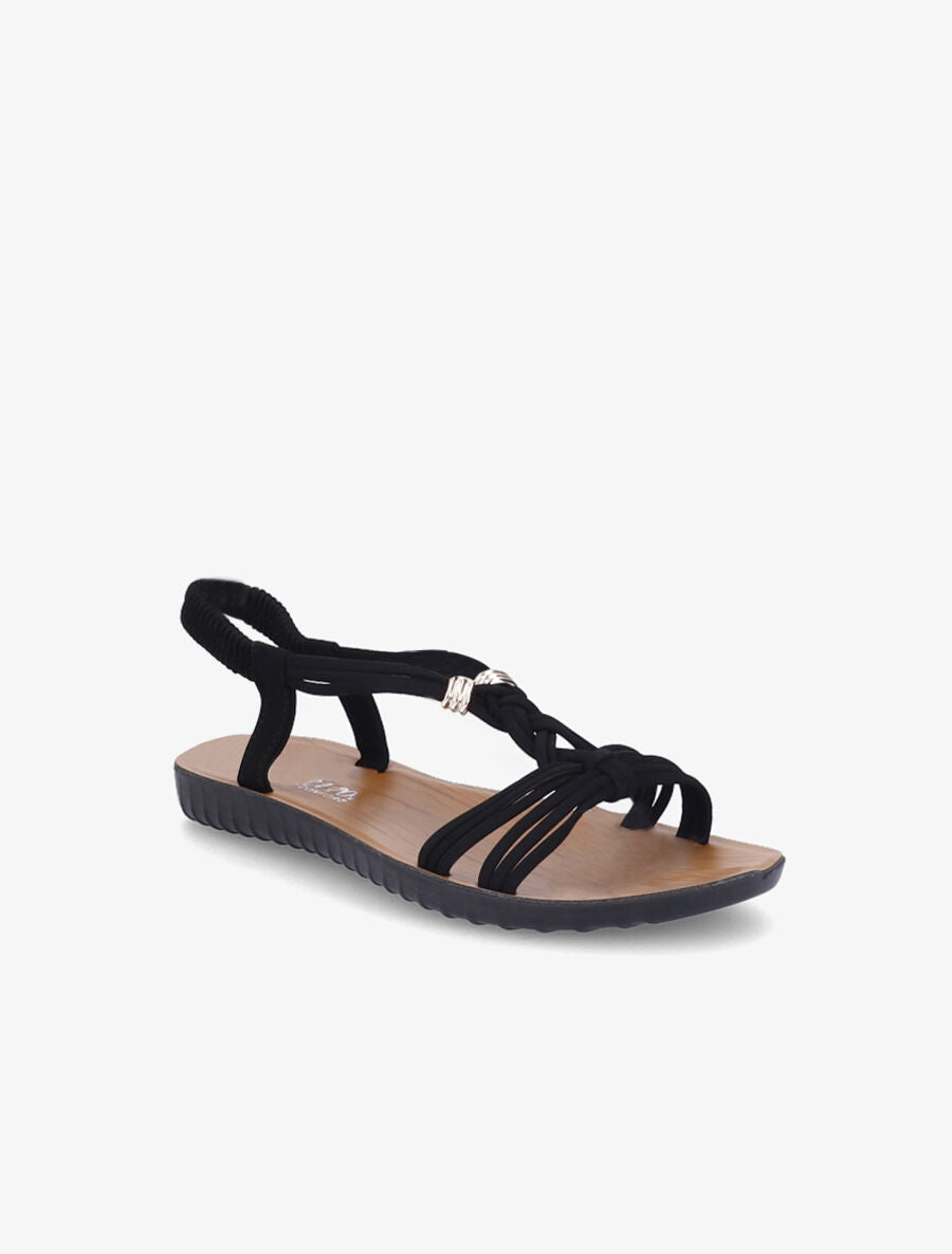 Nu-pieds à empiècement bijoux dorés - Noir - 2