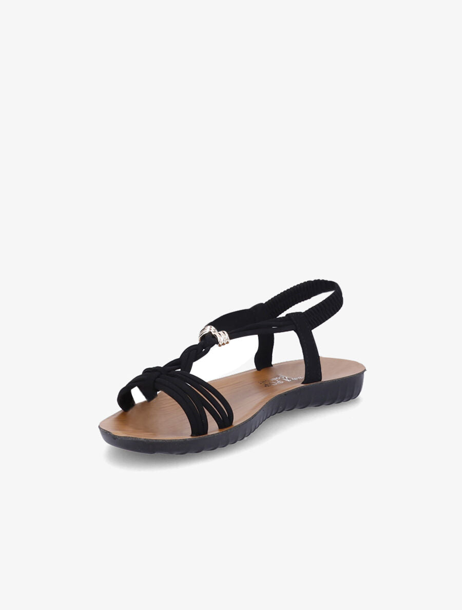 Nu-pieds à empiècement bijoux dorés - Noir - 3