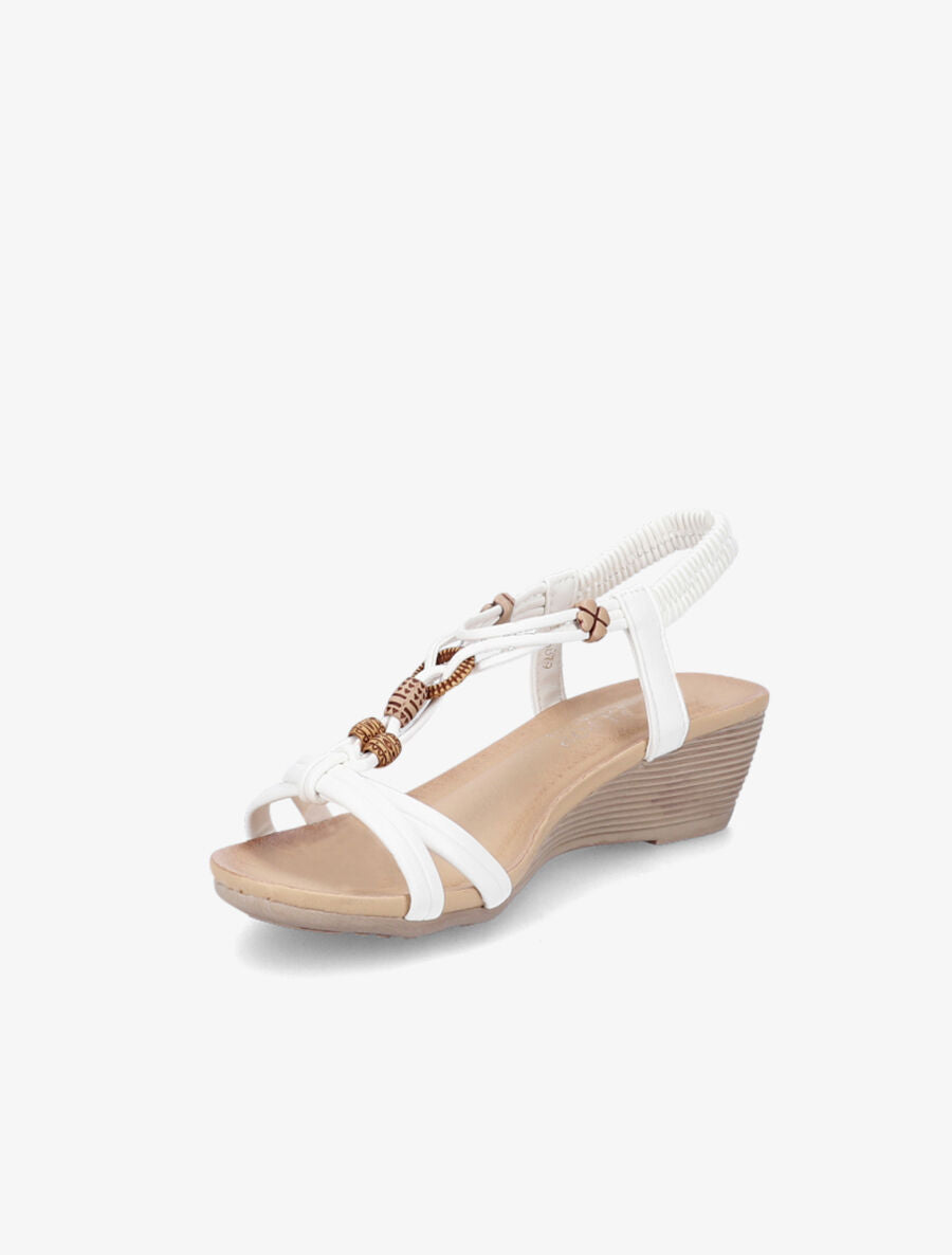 Sandales compensées à empiècement effet bois - Blanc - 3