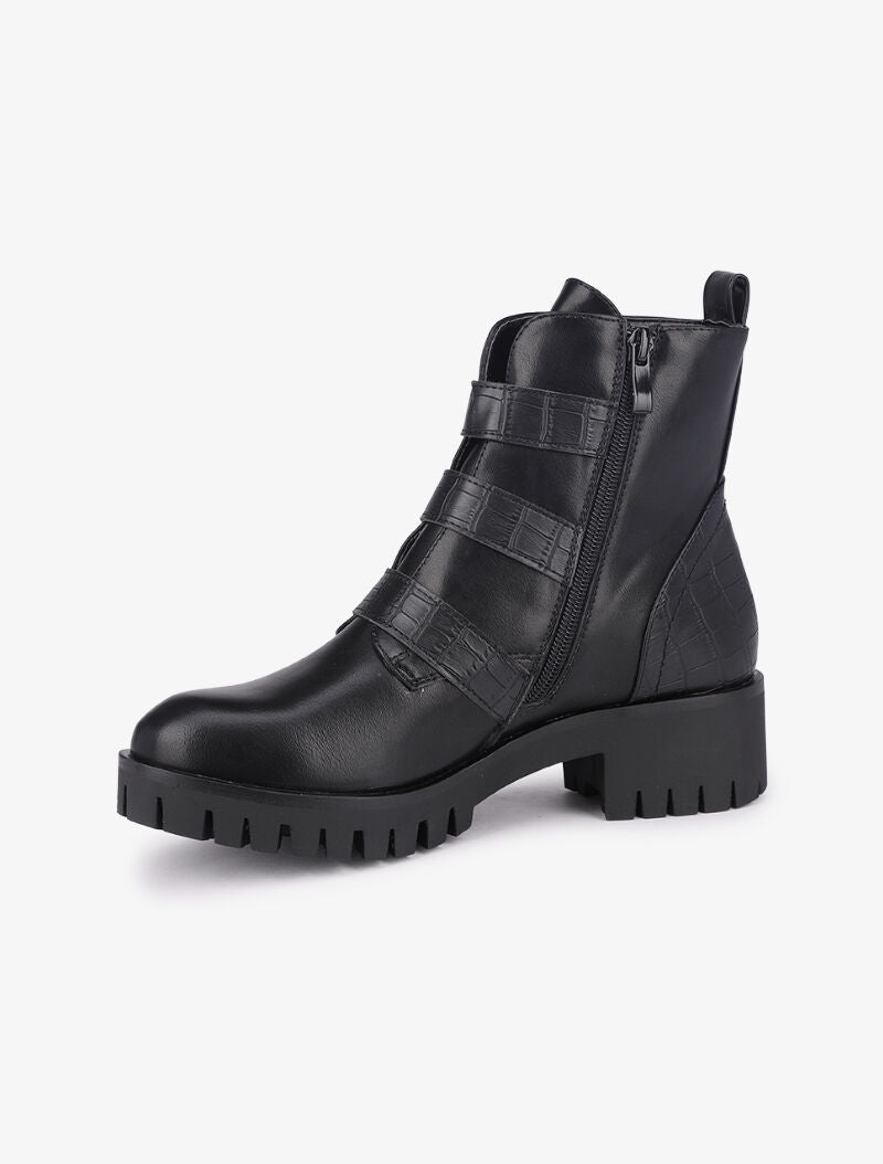 Bottines bi-matière à triple brides - Noir - 4