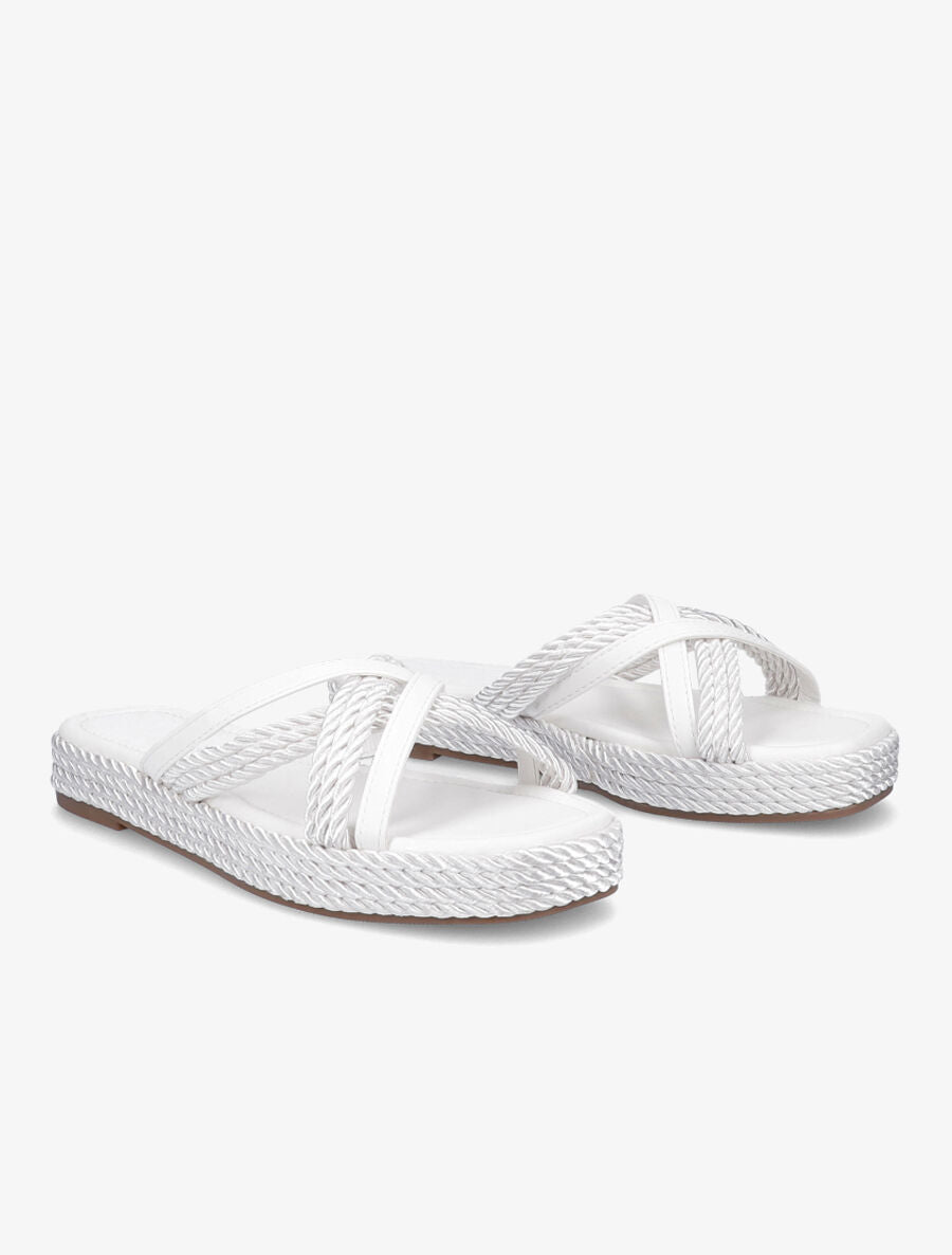 Claquettes à ganses croisées - Blanc - 4