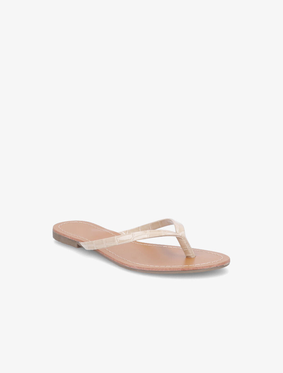 Tongs classiques en simili effet croco - Beige - 2