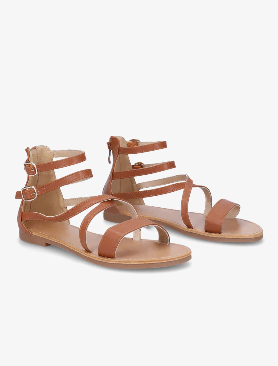 Nu-pieds à brides croisées - Camel - 4