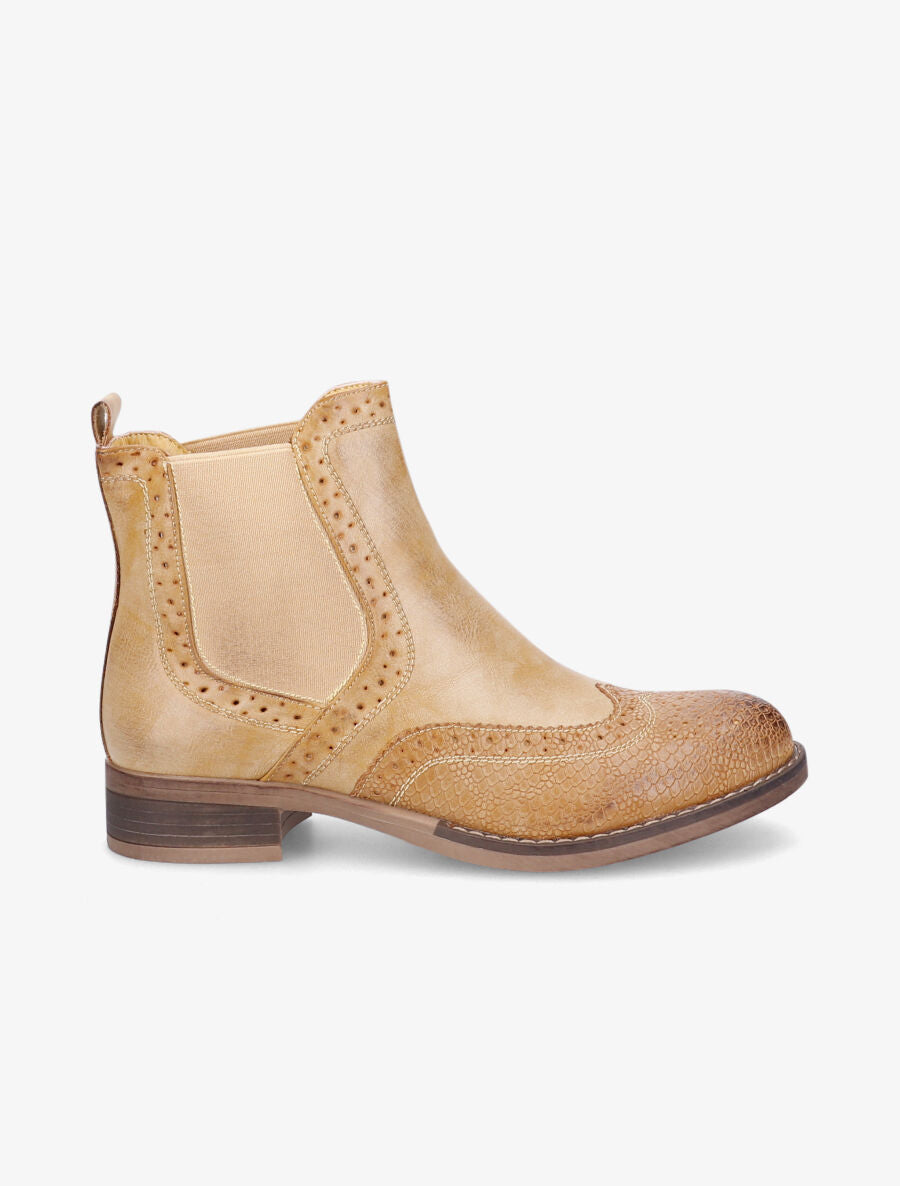 Bottines bi-matière effet patiné - Moutarde - 1