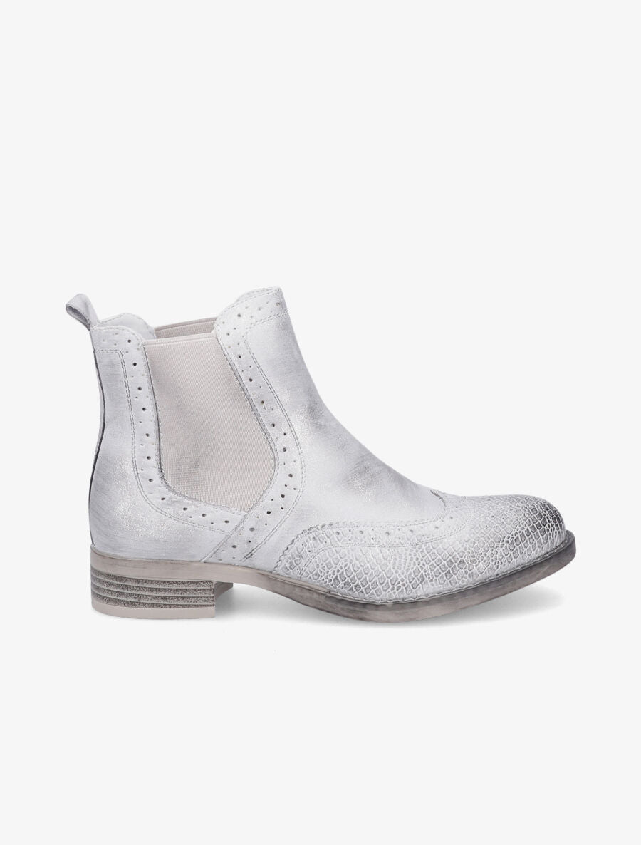 Bottines bi-matière effet patiné - Argent - 5