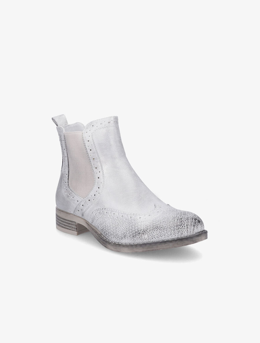 Bottines bi-matière effet patiné - Argent - 2