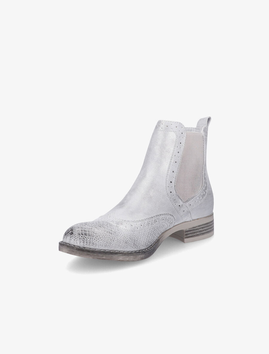 Bottines bi-matière effet patiné - Argent - 3