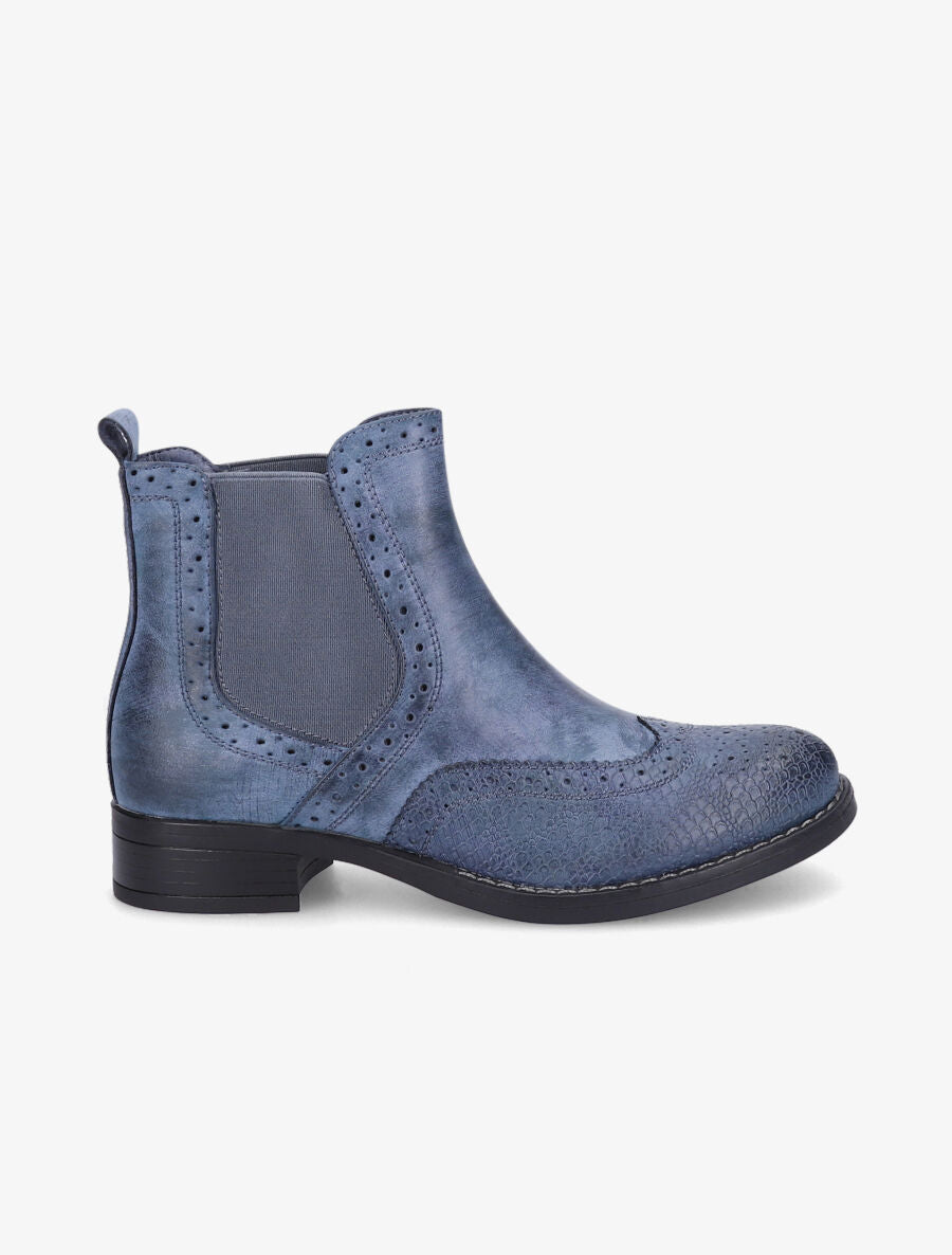 Bottines bi-matière effet patiné - Bleu - 5