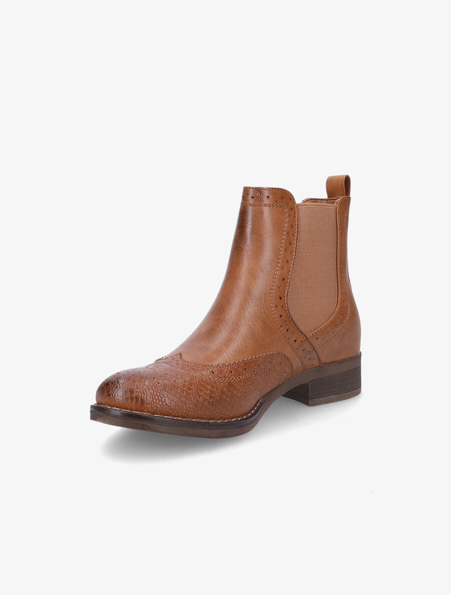 Bottines bi-matière effet patiné - Camel - 3