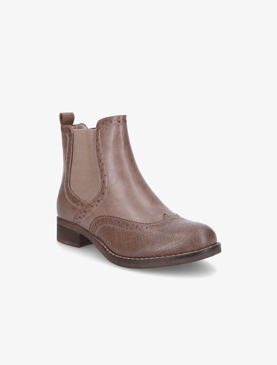 Bottines bi-matière effet patiné - Taupe - 2