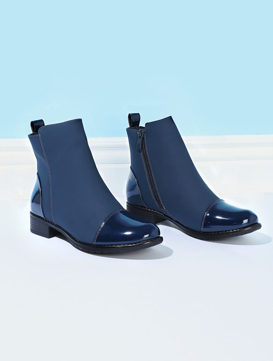 Bottines à bout vernis - Marine - 5