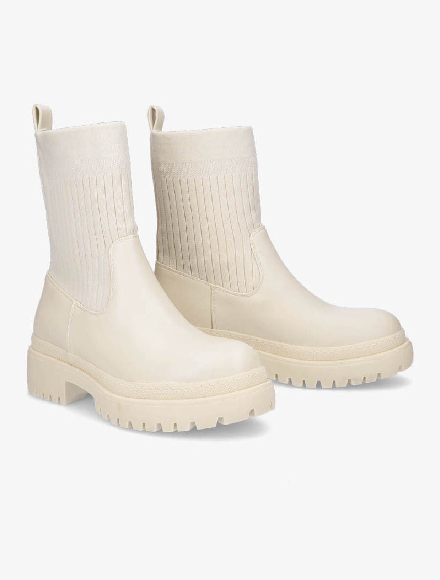 Boots bi-matière montantes - Écru - 4