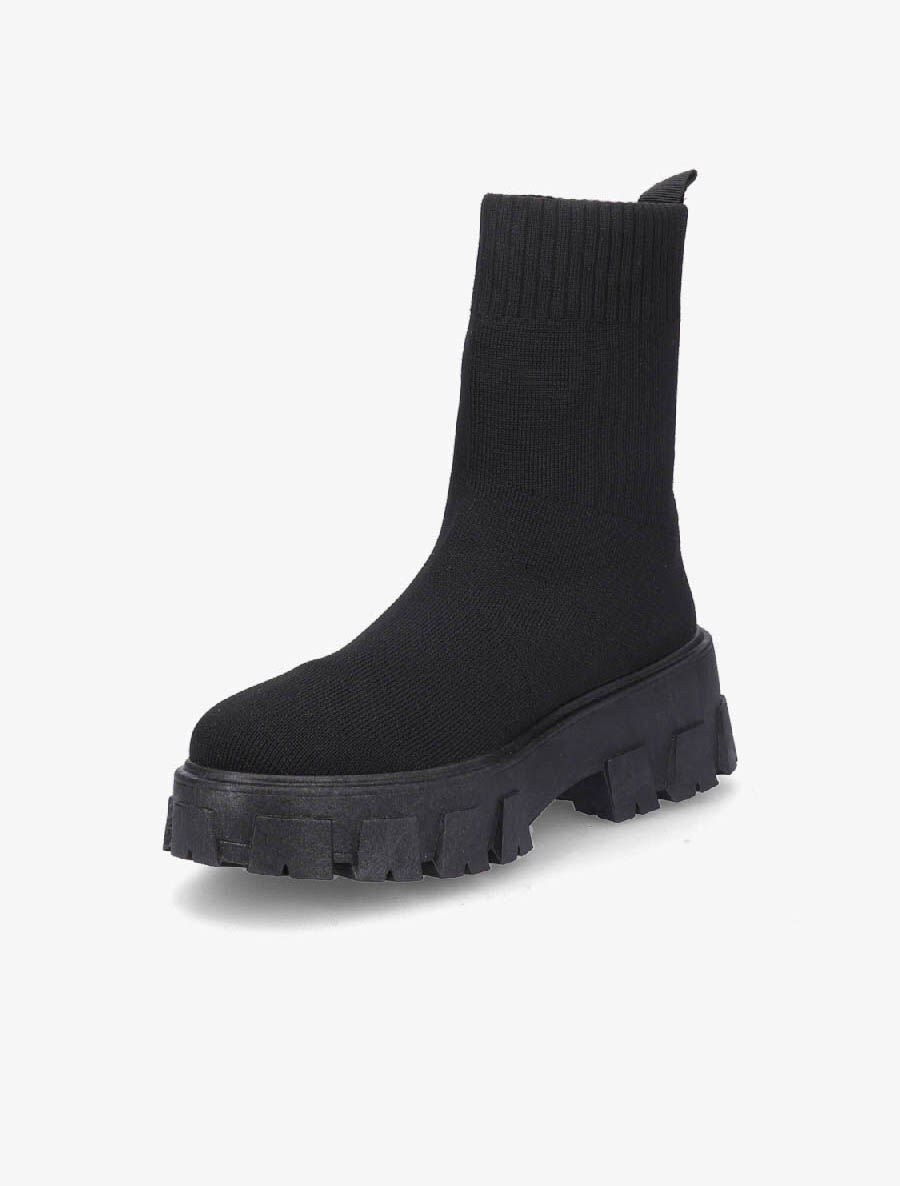 Boots montantes en tissu - Noir - 3