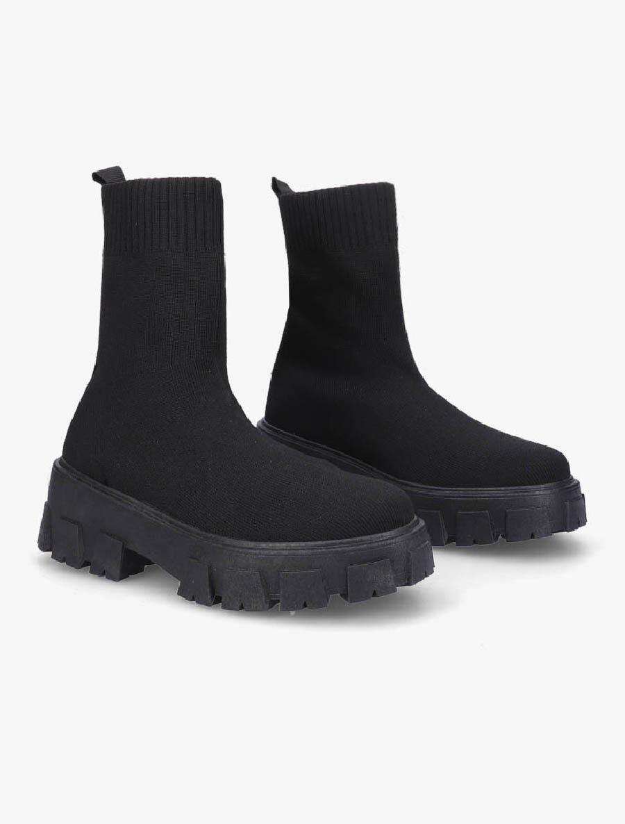 Boots montantes en tissu - Noir - 4