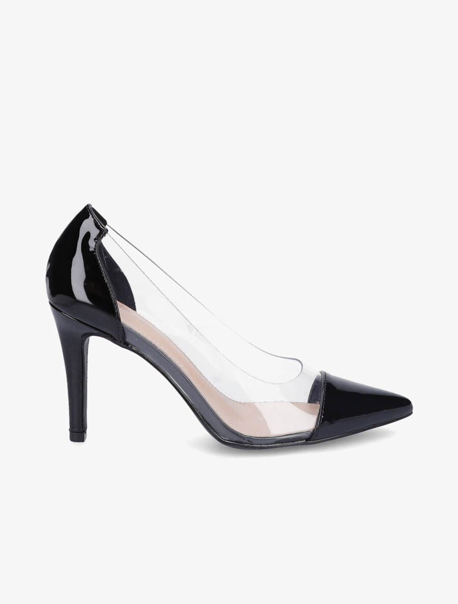 Escarpins en plexi à talon aiguille - Noir - 1
