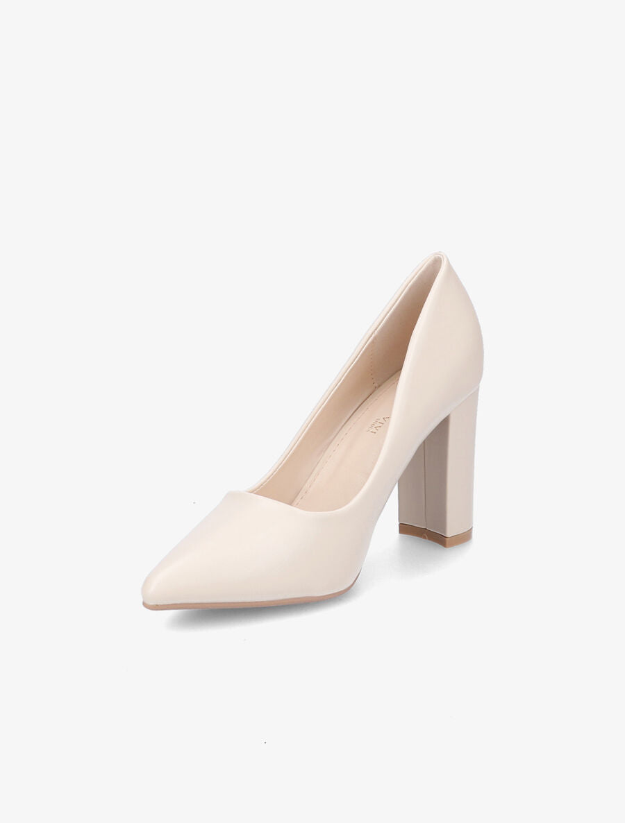 Escarpins pointus à talon carré - Beige - 3