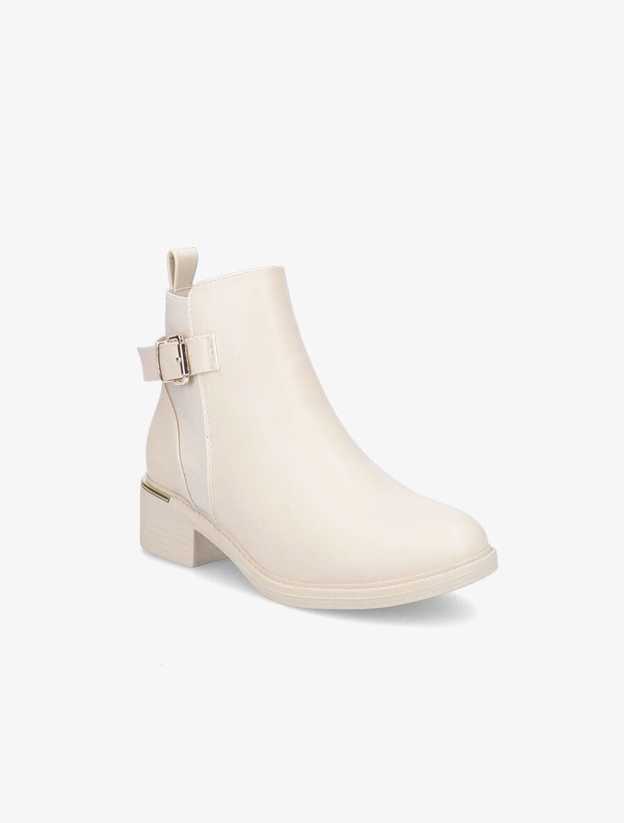 Bottines à boucle - Beige - 2