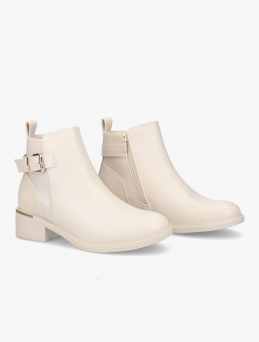 Bottines à boucle - Beige - 4