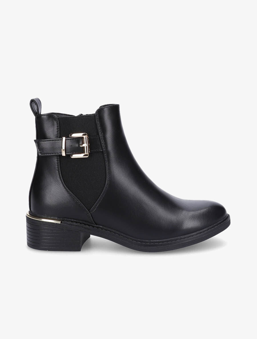 Bottines en simili à sangles et zip - Noir - 6