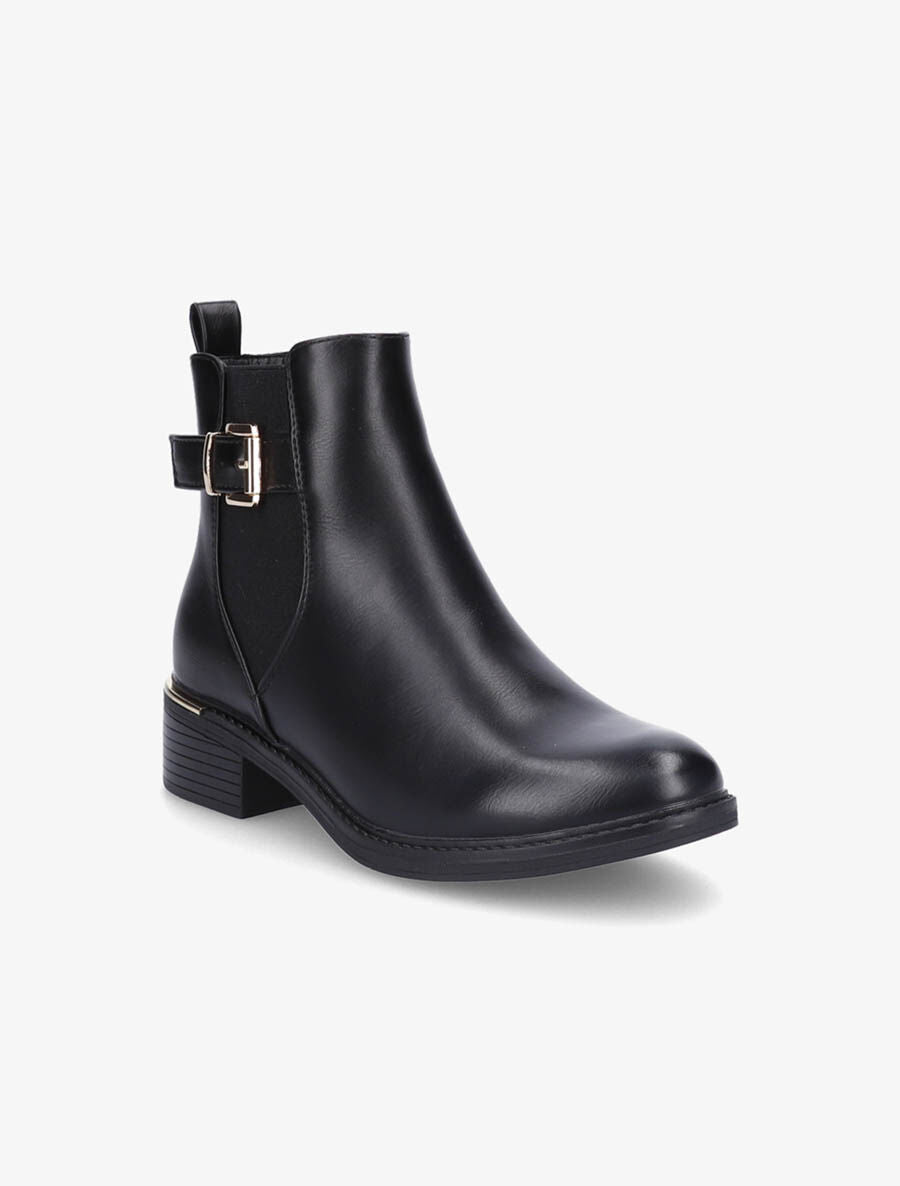 Bottines en simili à sangles et zip - Noir - 2