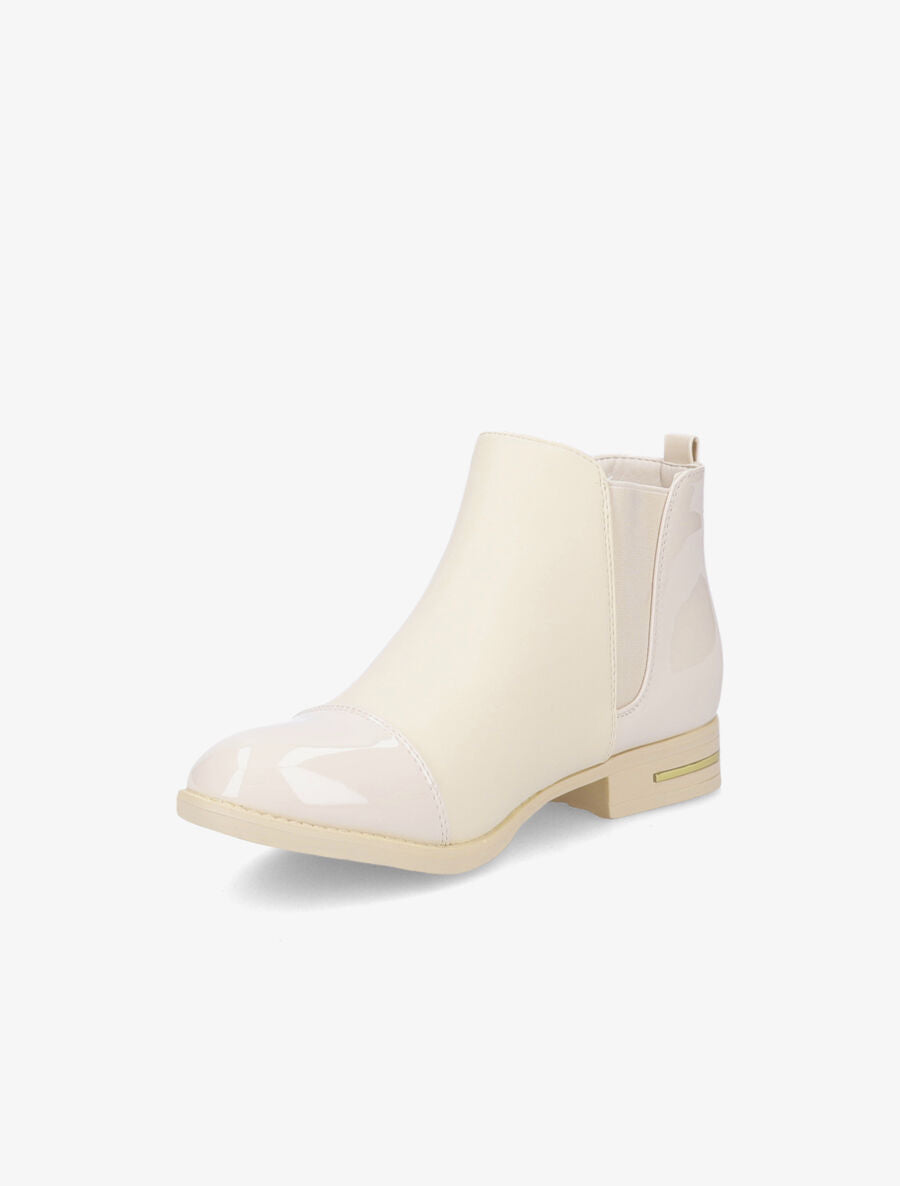 Bottines à détails vernis - Beige - 3