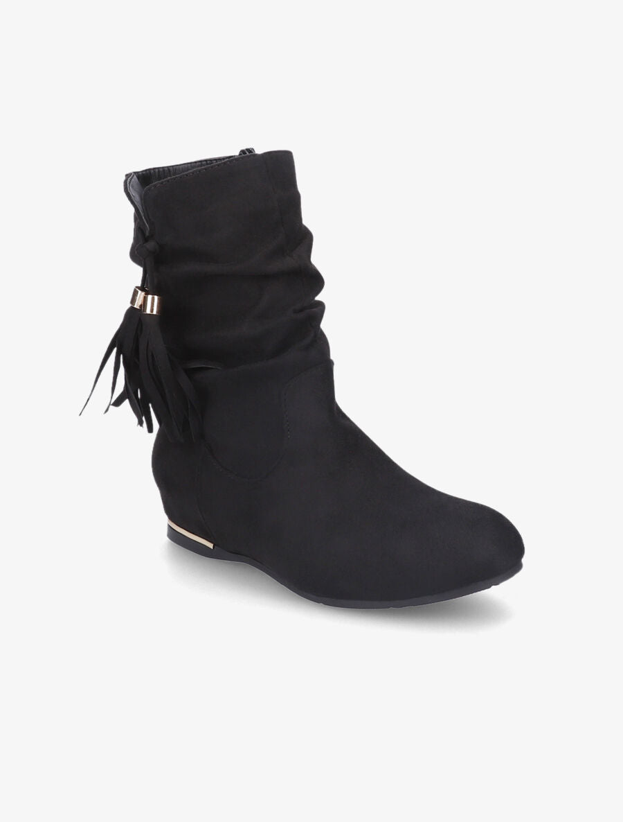 Bottines compensées en suédine - Noir - 2