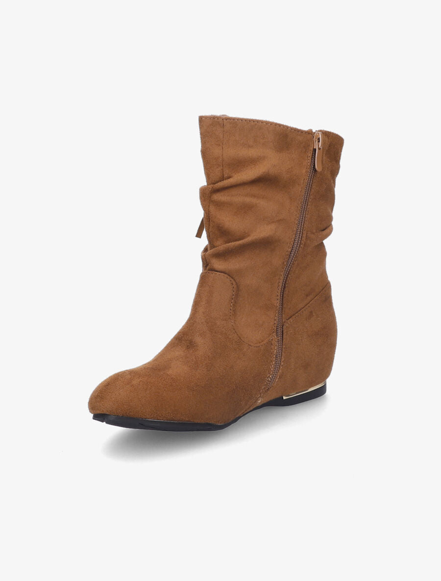 Bottines compensées en suédine - Camel - 3