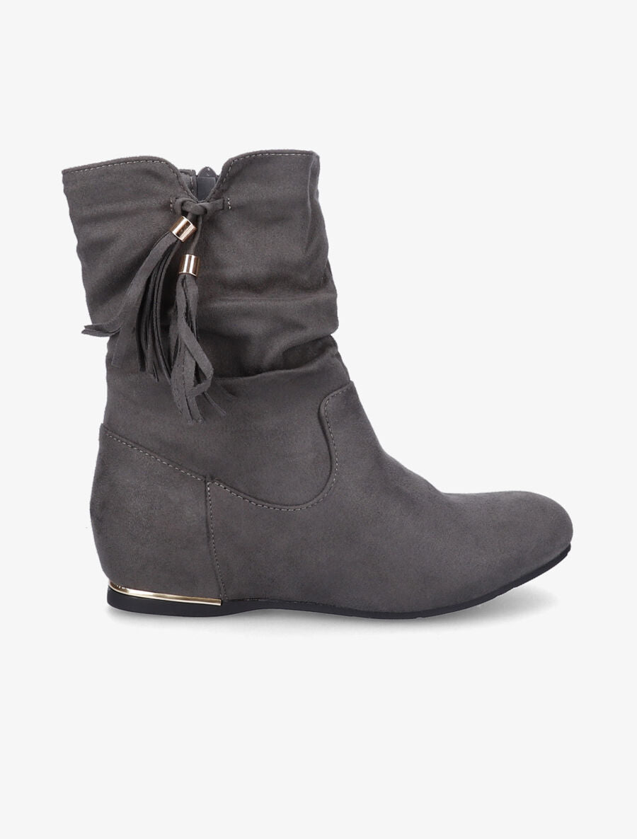 Bottines compensées en suédine - Anthracite - 1