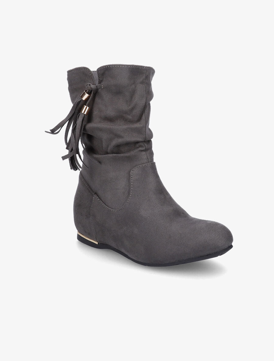 Bottines compensées en suédine - Anthracite - 2