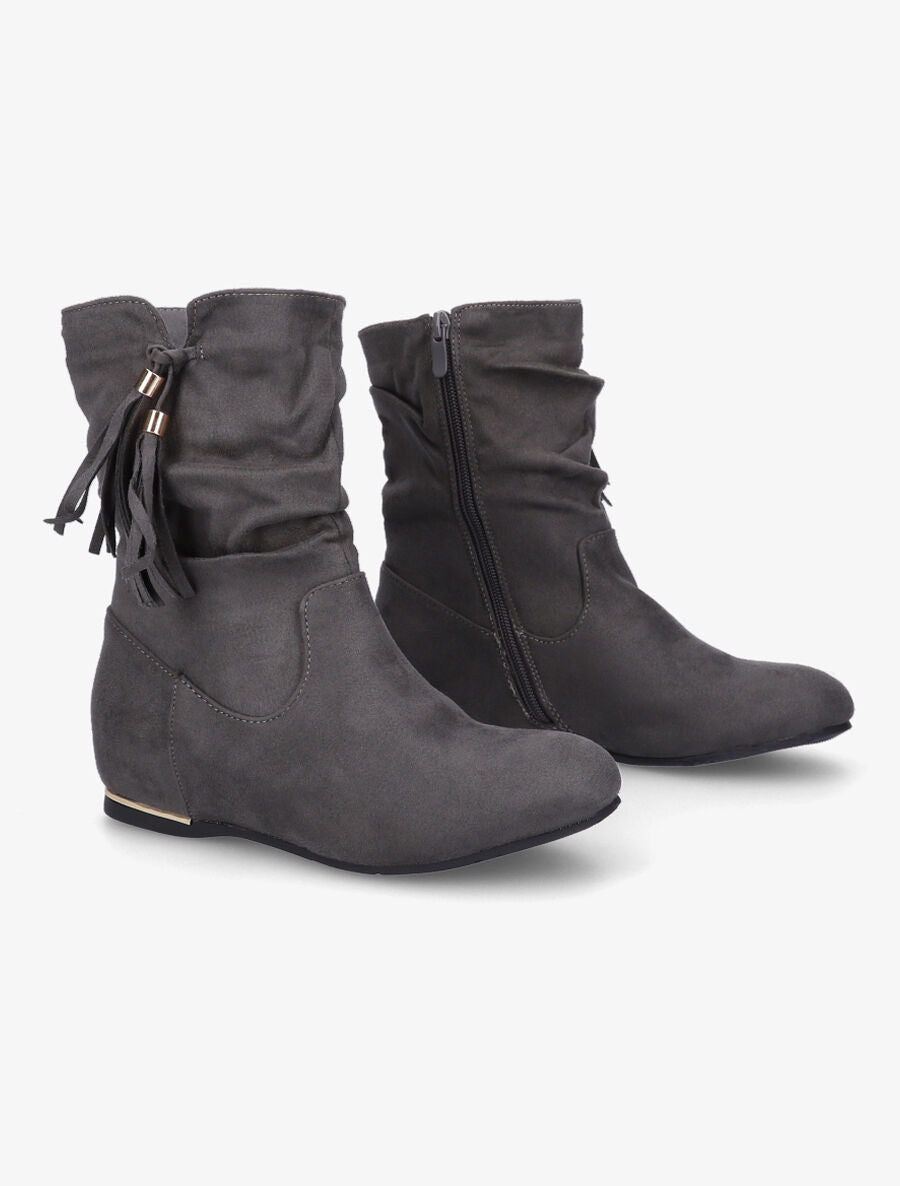 Bottines compensées en suédine - Anthracite - 4