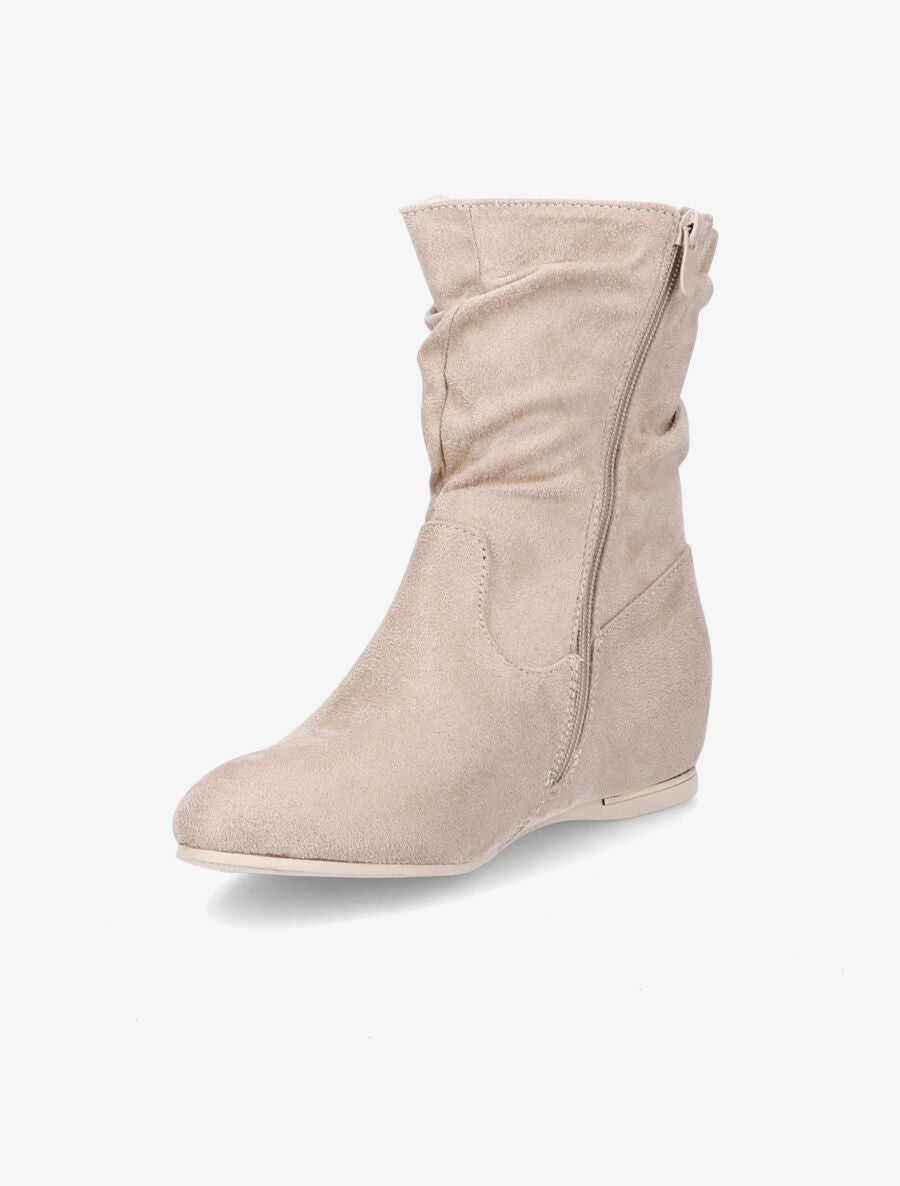 Bottines compensées en suédine - Beige - 3