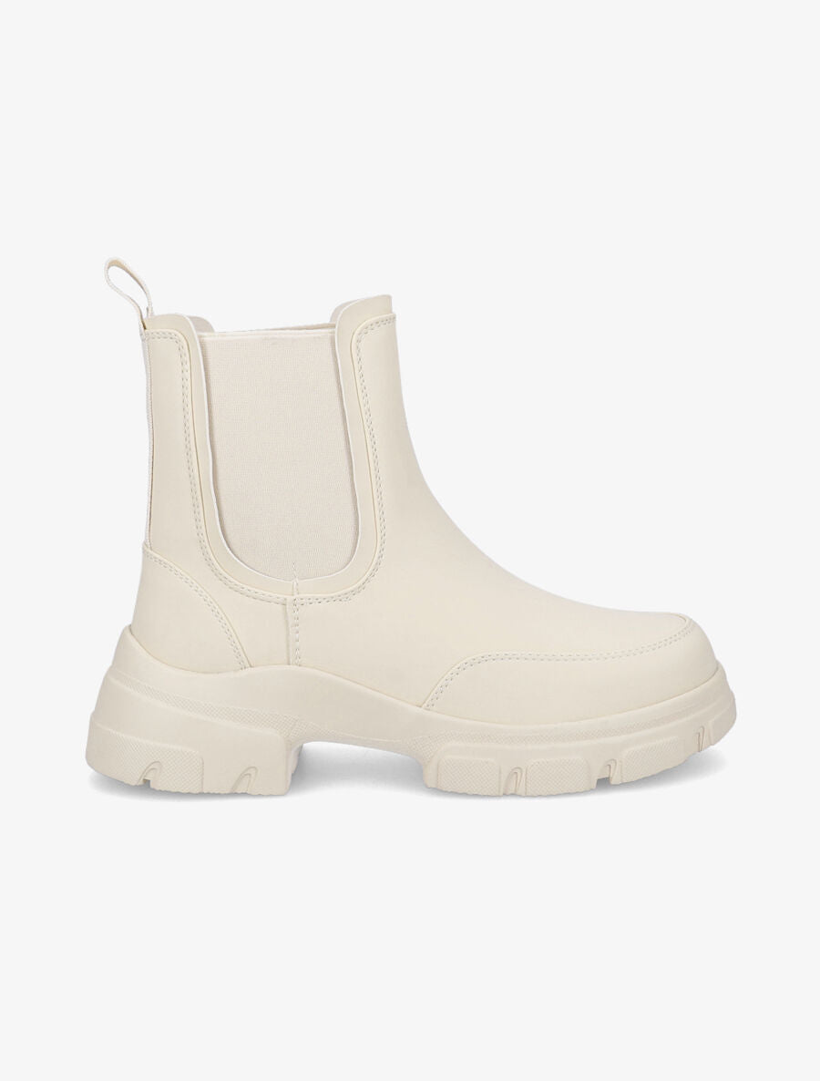 Chelsea boots montantes à semelle stylisée - Beige - 5