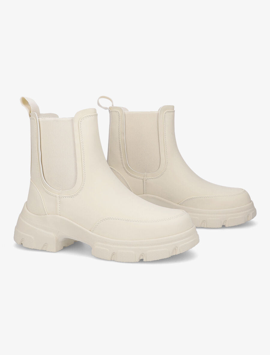 Chelsea boots montantes à semelle stylisée - Beige - 4
