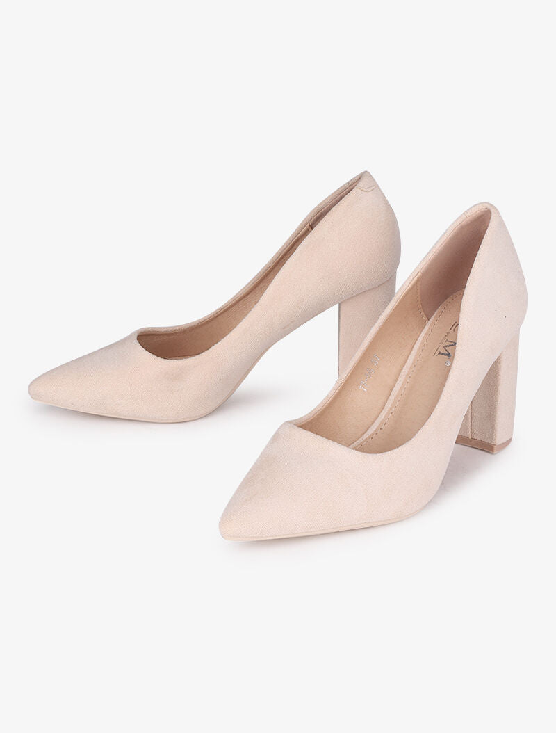 Escarpins suédés à bouts pointus - Beige - 4