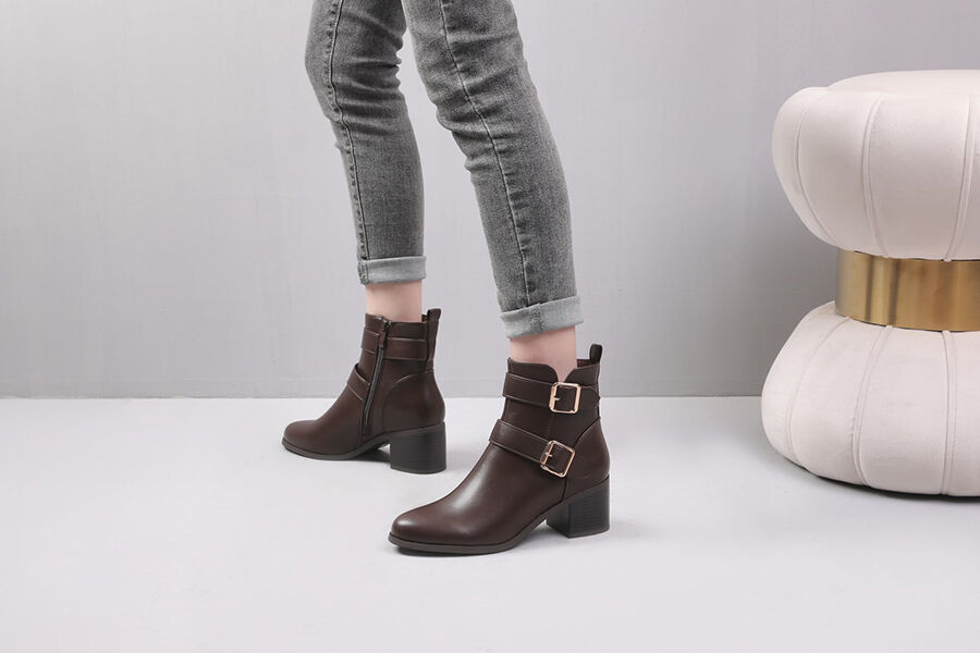 Bottines à boucles - Marron - 5