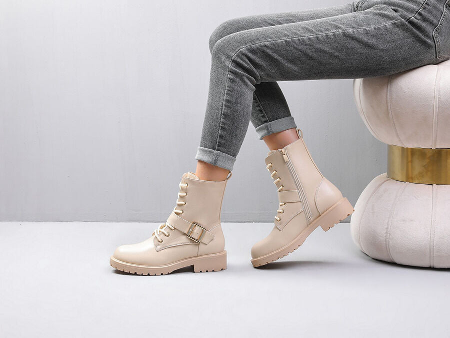Rangers à boucle stylisée - Beige - 5