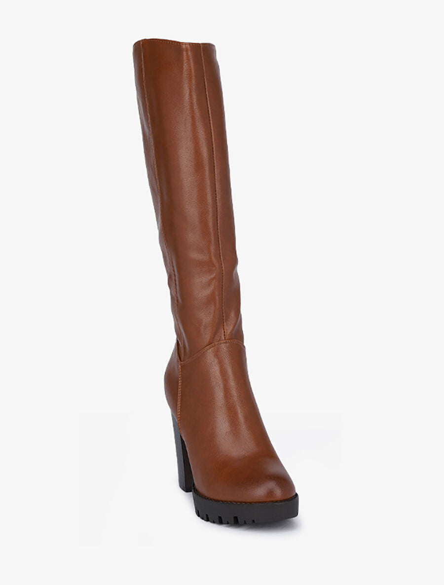 Bottes à talon haut et semelles crantées - Camel - 2