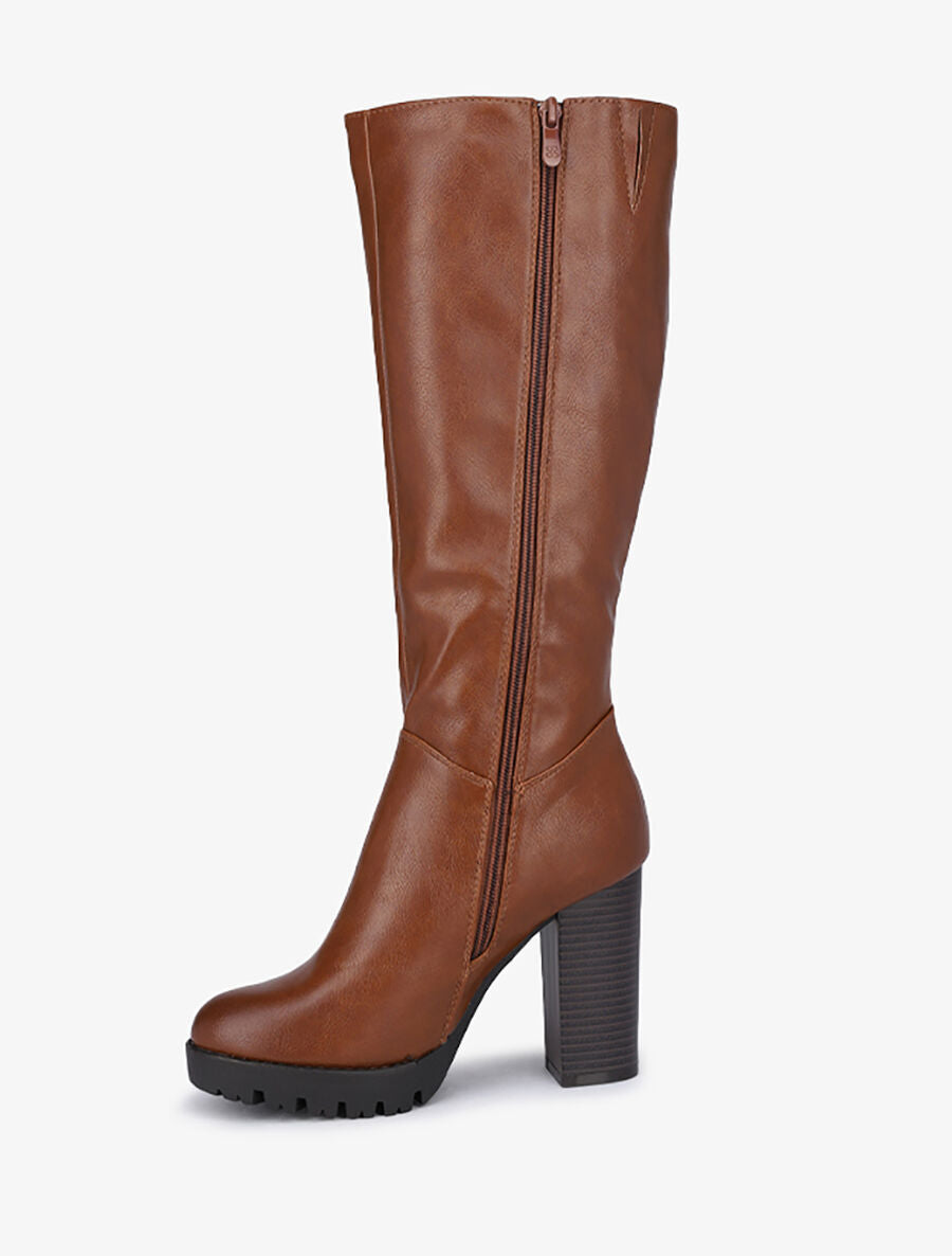 Bottes à talon haut et semelles crantées - Camel - 3