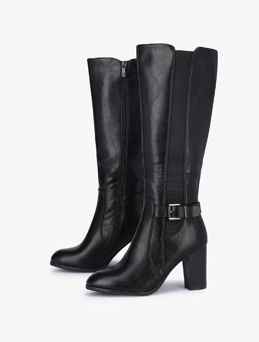 Bottes à talon haut et sangles - Noir - 4