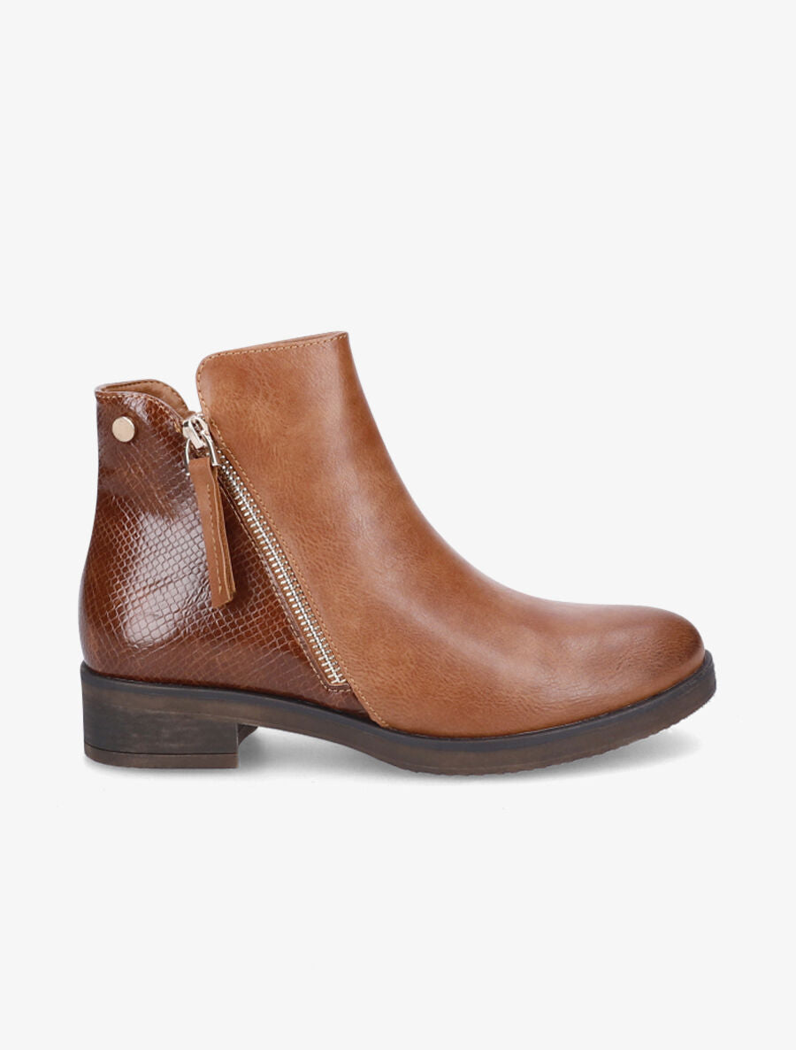 Bottines à zip et contrefort python - Camel - 5