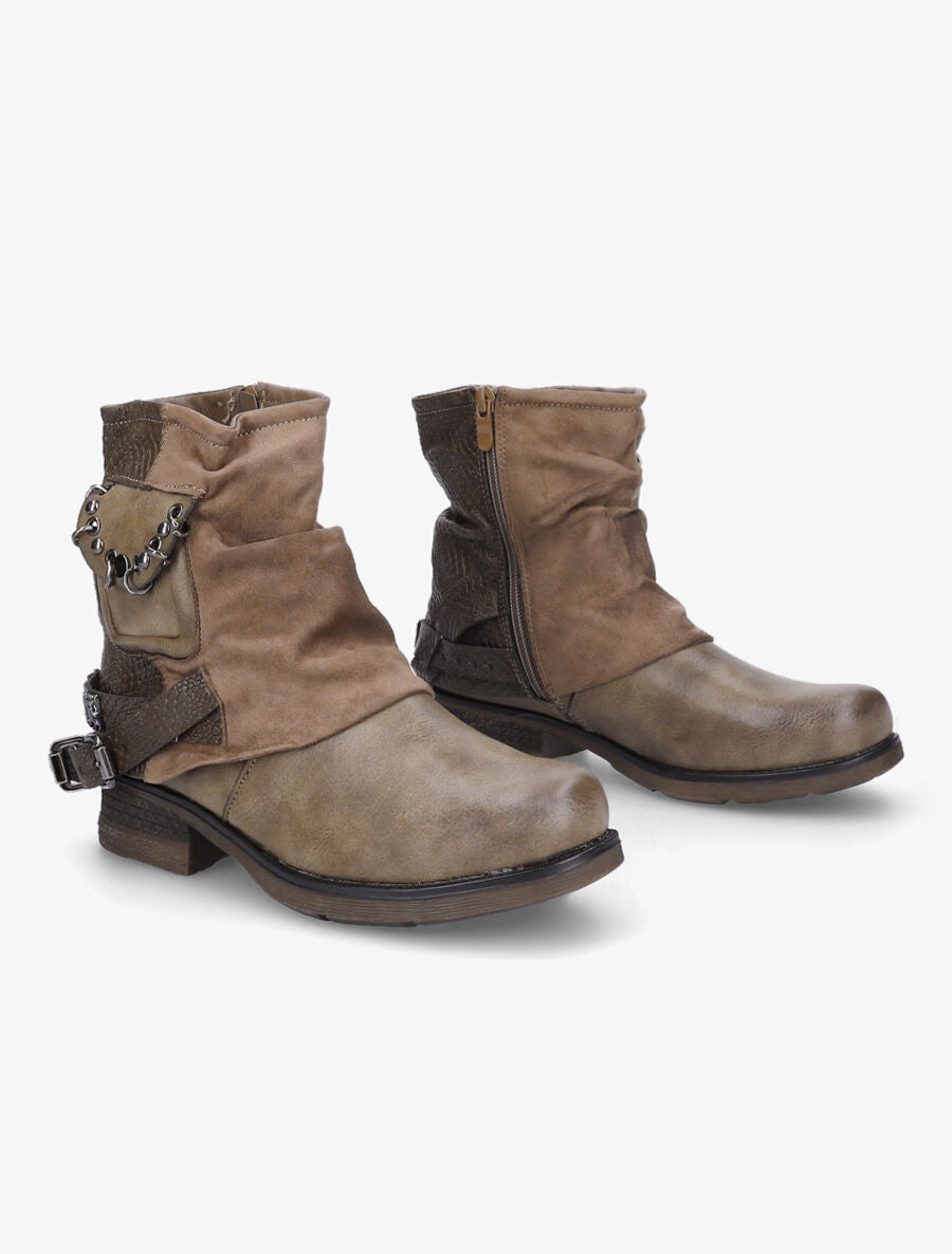 Bottines montantes plissées à pochette - Taupe - 4